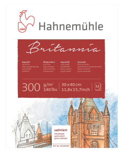 Aquarel blok Hahnemühle Britannia 'Hot pressed' 300gr. 30x40cm. a 12vel