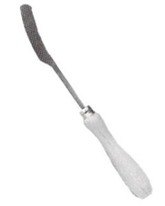 Milani Model C Kromme platte rasp met handvat 25cm,bb