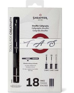 Sheaffer kalliegrafieset - zwart - penpunten F/M/B