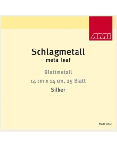 Slagmetaal 14x14cm. zilver a 25vel