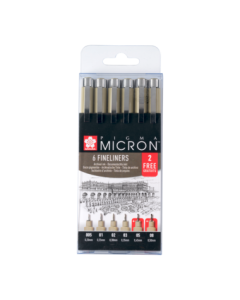 Sakura Pigma Micron set, 6 fineliners