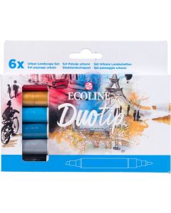Talens Ecoline duotip marker set Urban Landscape 6 kleuren