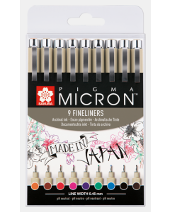 Sakura Pigma Micron 05 etui 9 kleuren