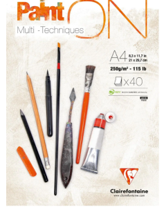 Paint'ON Wit mixed Media papier 250gr. blok a 40vel A4