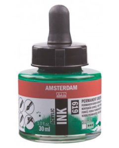 Amsterdam inkt 30 ml. 619 Permanent groen donker