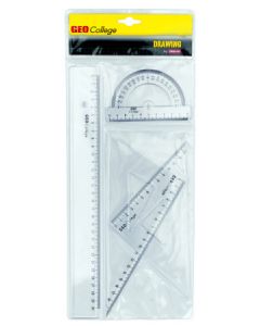 geometrieset liniaal 30cm 3H 45° 3H 60°/30°, gradenboog 12cm.